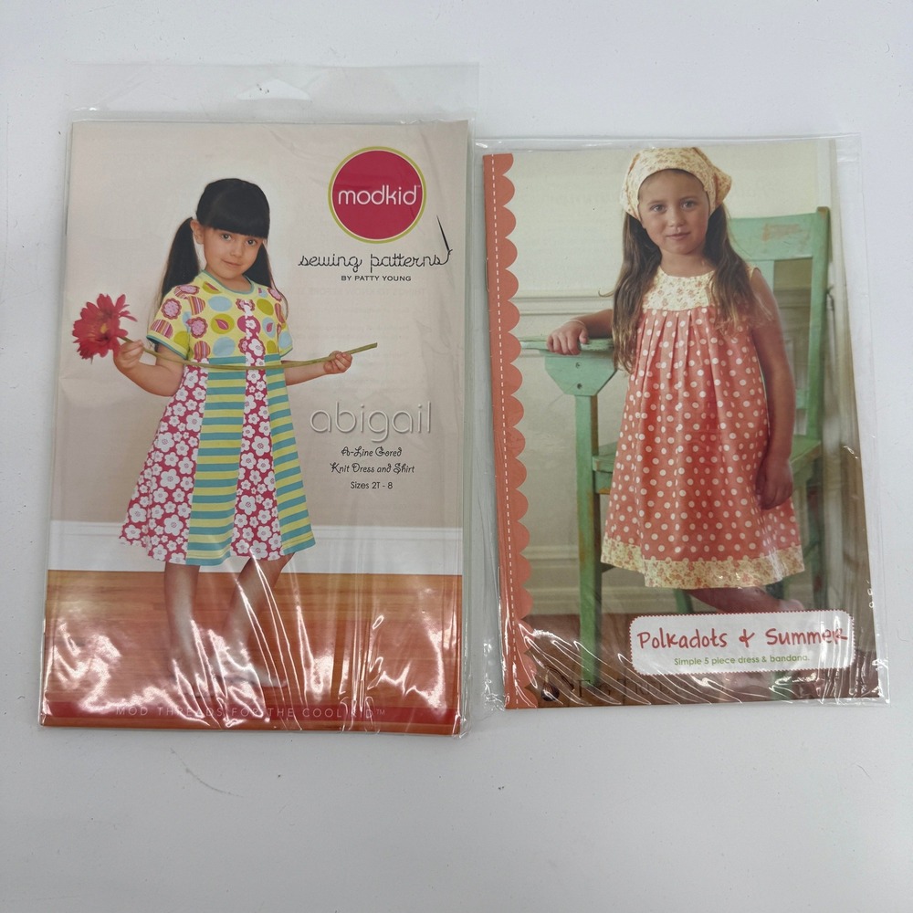 Modkid Abigail Patty Young & Fig Tree Polkadots Summer Girls Sewing Patterns Lot